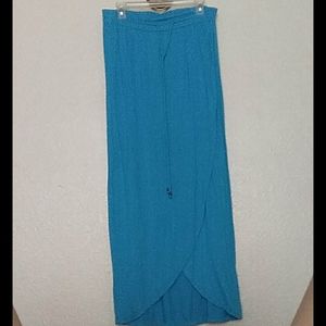 Maxi Wrap style skirt with high low hemline